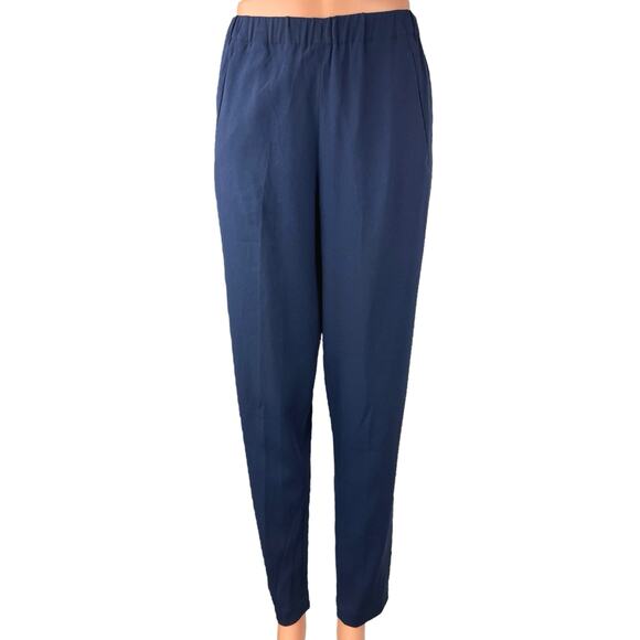 Aritzia Babaton Navy Blue High Waisted Crop Pull On Tapered Dress Pants Size S - Picture 1 of 5